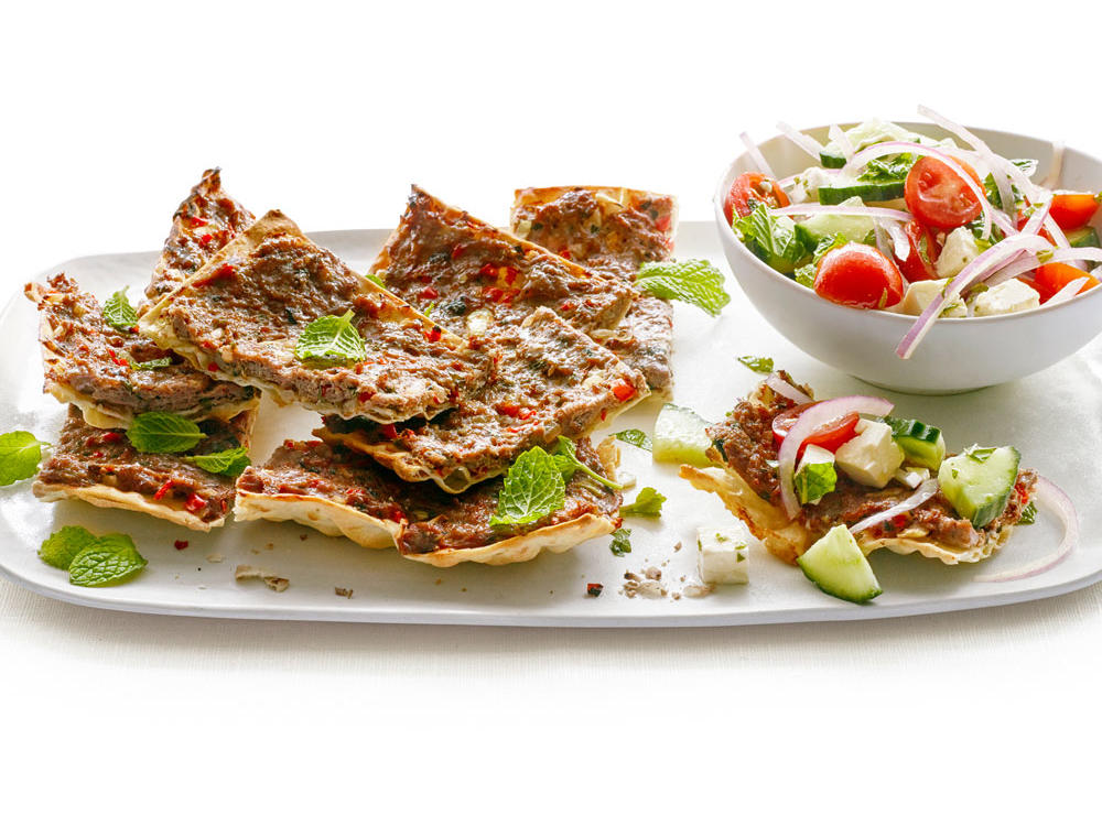 Lamb Flatbread Pizza with Feta and Mint Salad Recipe Sunset Magazine