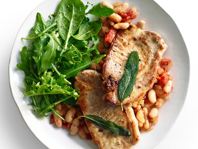 Pork Scaloppine with White Beans and Fried Sage Recipe – Sunset Magazine