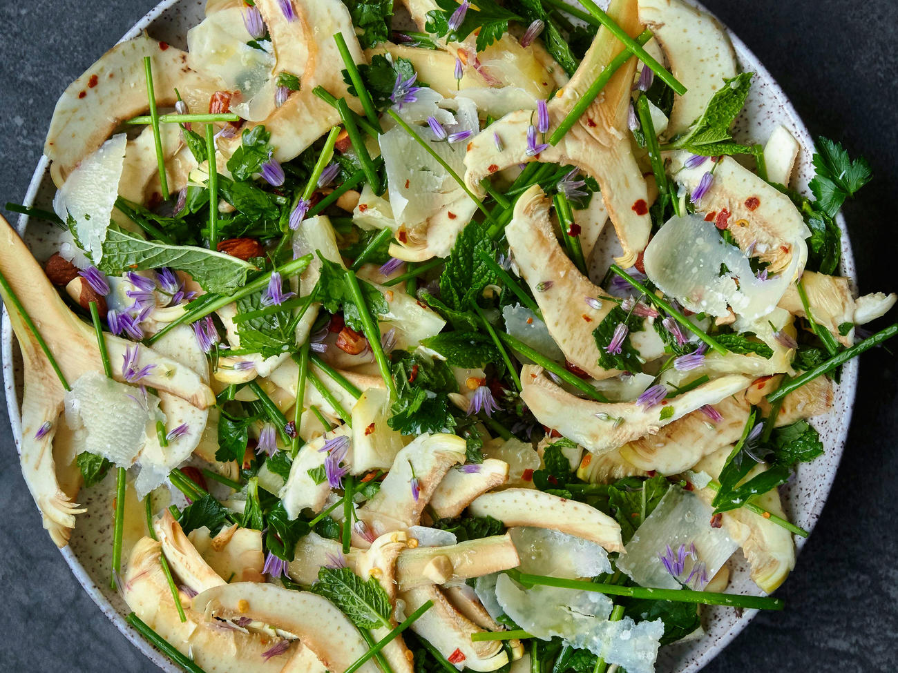 Raw Artichoke Salad with Herbs, Almonds, and Parmigiano Recipe Sunset