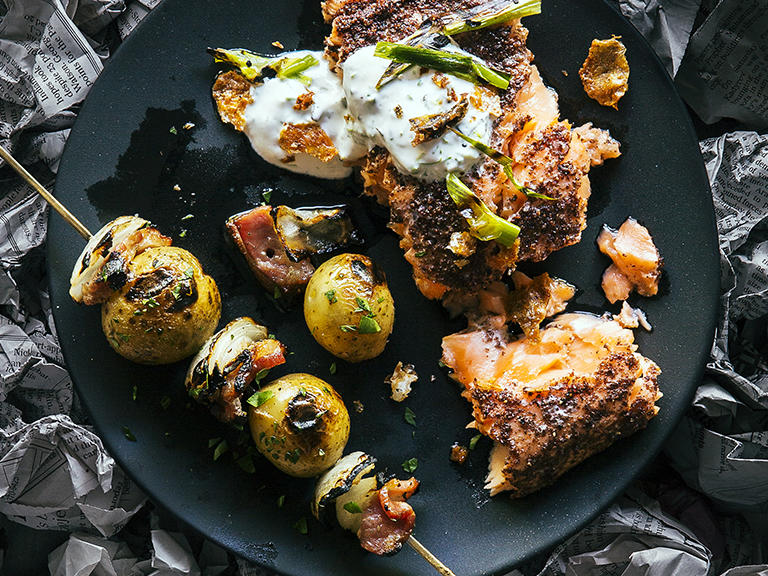 Grilled Salmon with Sumac Oil & Green Onion Yogurt Recipe Sunset Magazine