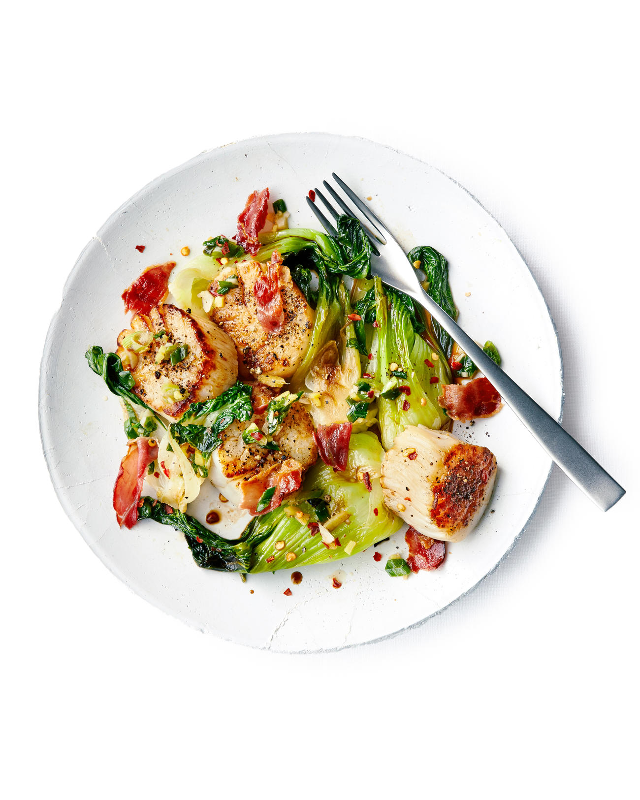Scallops with Baby Bok Choy and Prosciutto Recipe Sunset Magazine