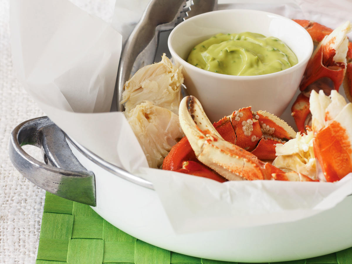 Cracked Crab with Herbed Avocado Sauce Sunset Magazine