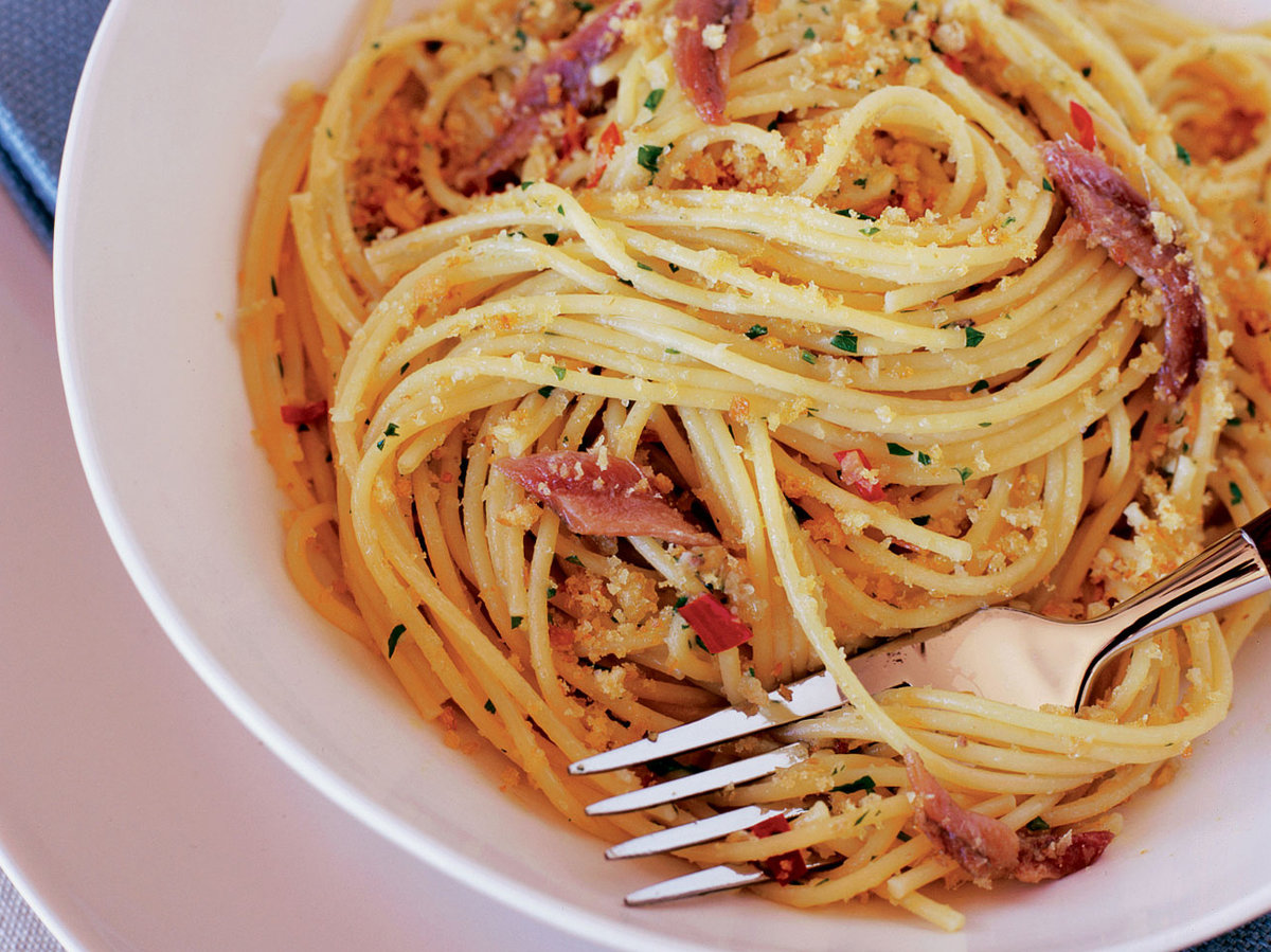 Spaghetti & Anchovies & Bread Crumbs Recipe -Sunset Magazine