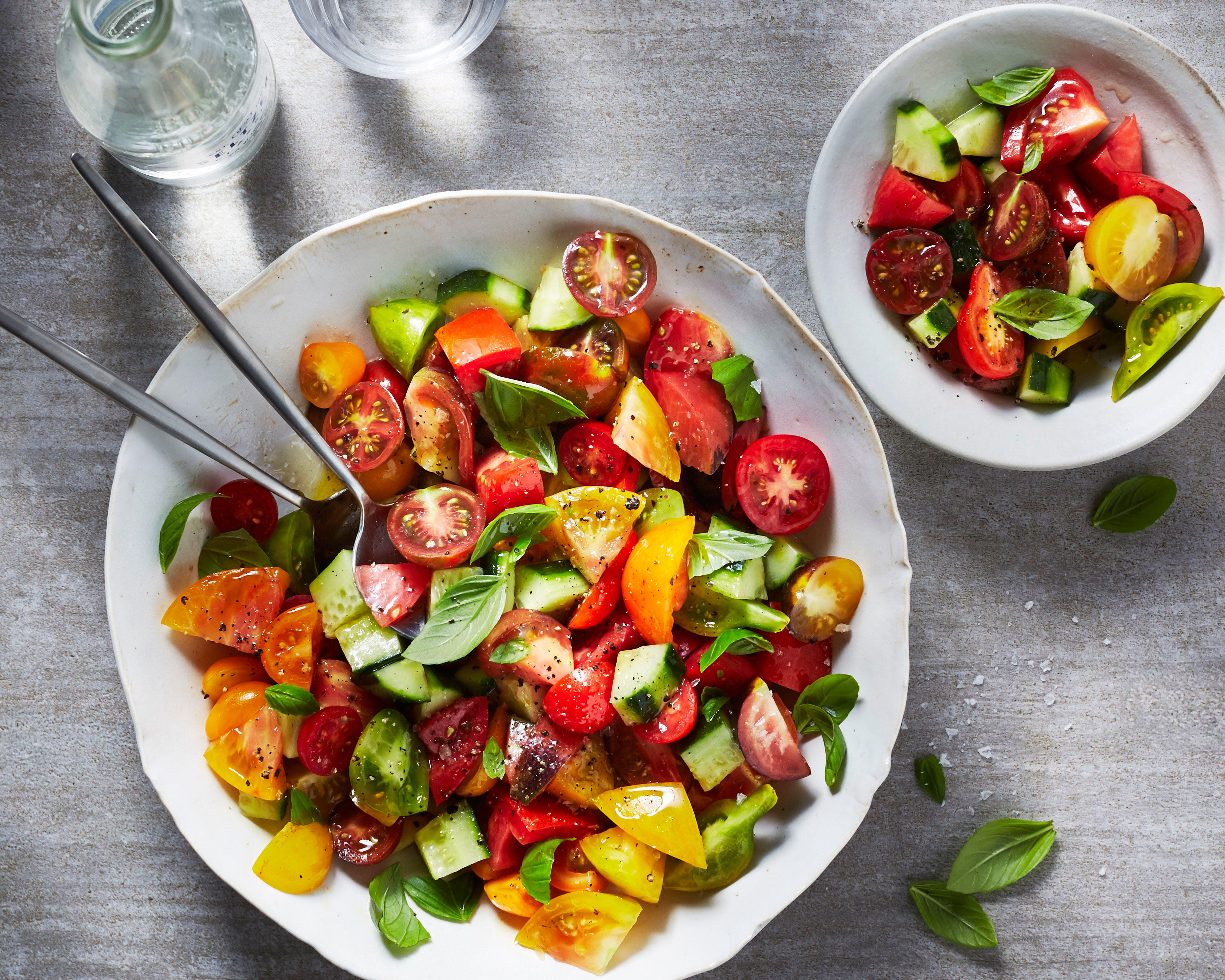 Tomato Cucumber and Basil Salad