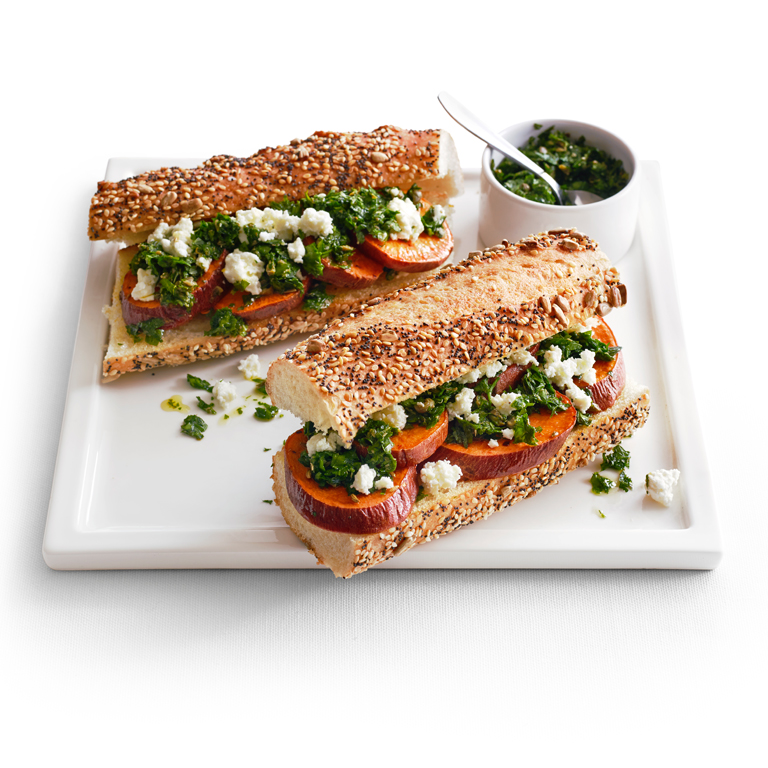 su-Sweet Potato Sandwiches with Feta and Salsa Verde Image