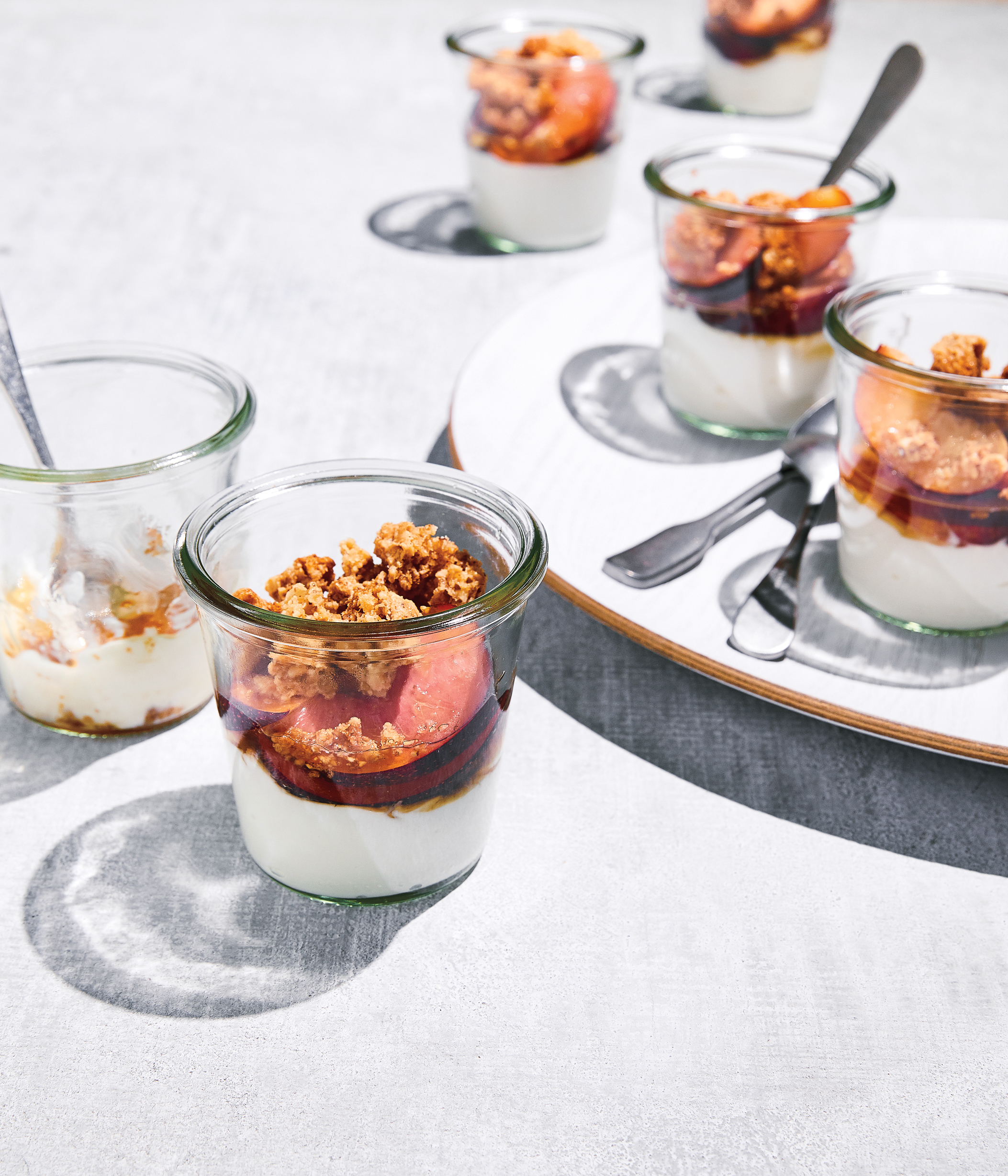 Pluots with Yogurt and Cookie Crumble