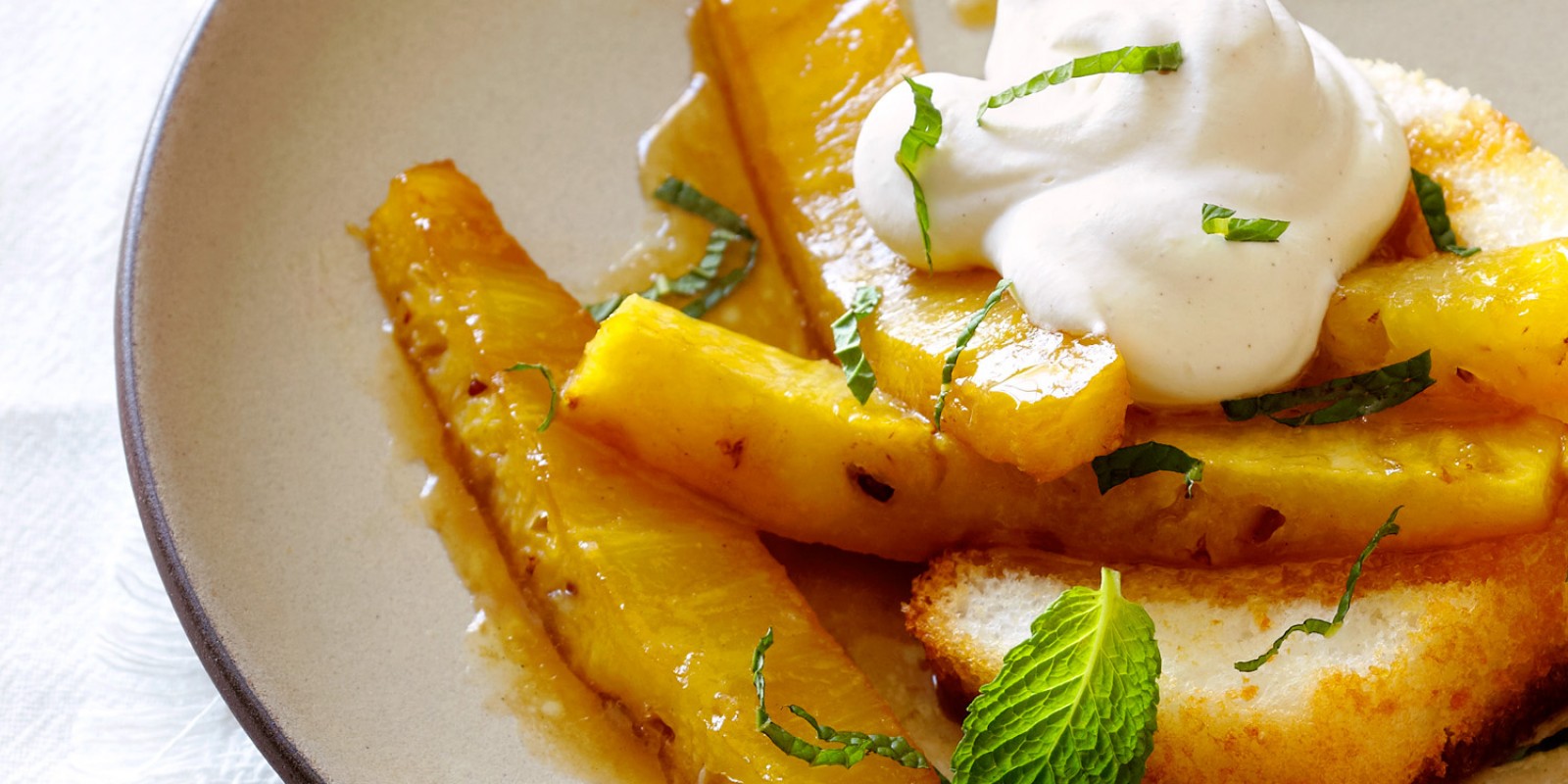 Roasted Pineapple Shortcakes & Cinnamon Whipped Cream Recipe Sunset