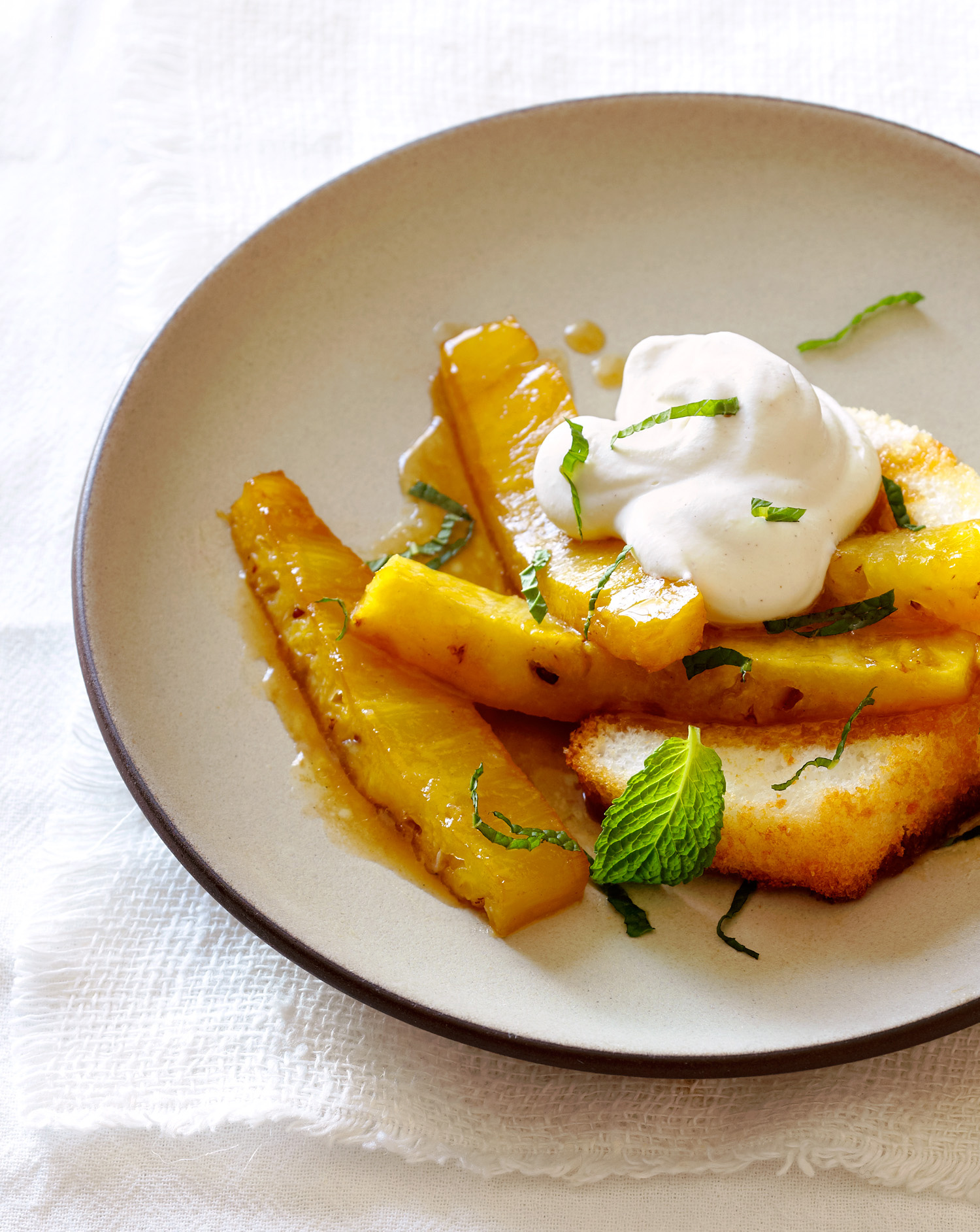 Roasted Pineapple Shortcakes with Cinnamon Whipped Cream