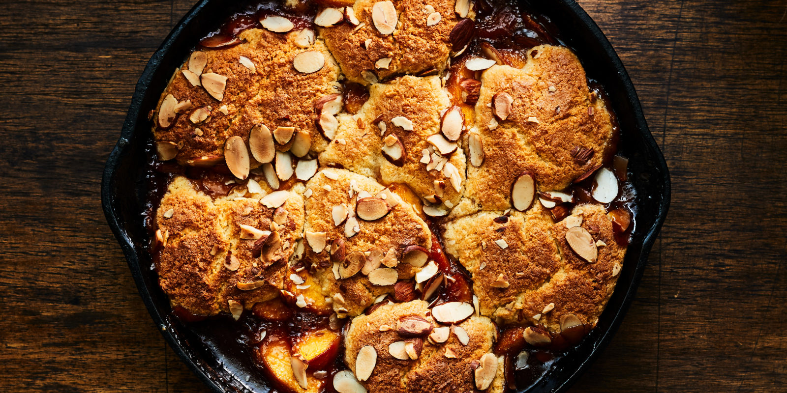 Peach and Bourbon Cobbler with Almond Spoon Cake Recipe - Sunset Magazine