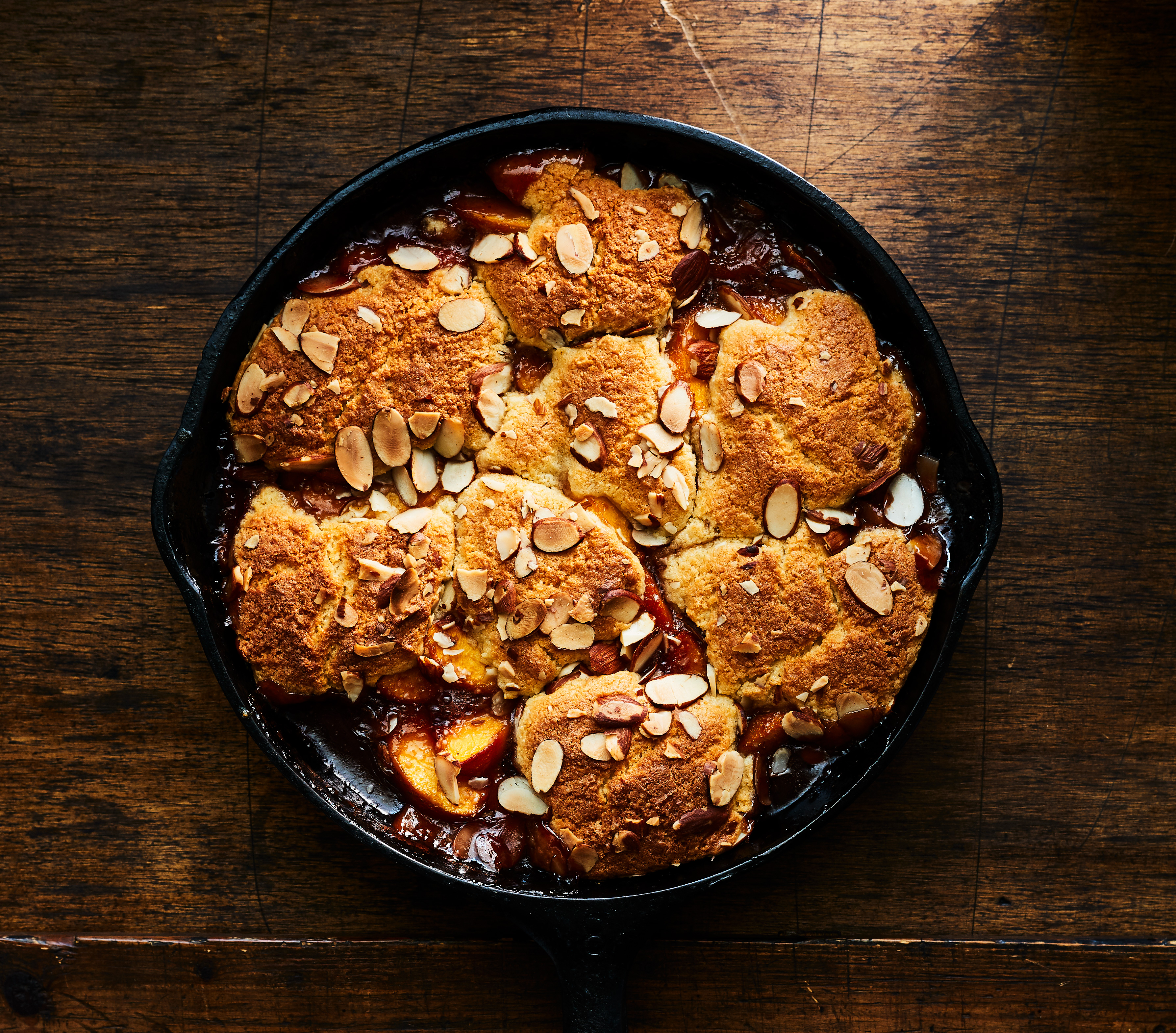 Peach and Bourbon Cobbler with Almond Spoon Cake