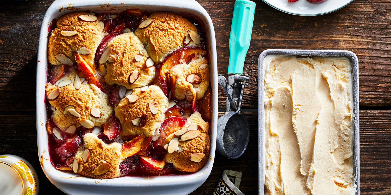 Stone Fruit Cobbler with Almond Spoon Cake Recipe - Sunset Magazine