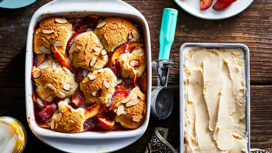 Stone Fruit Cobbler with Almond Spoon Cake