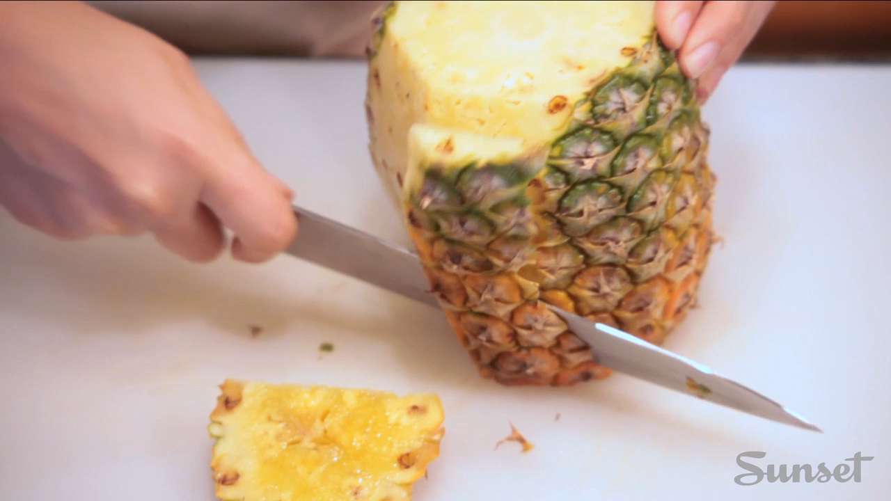 The fastest way to cut fresh pineapple