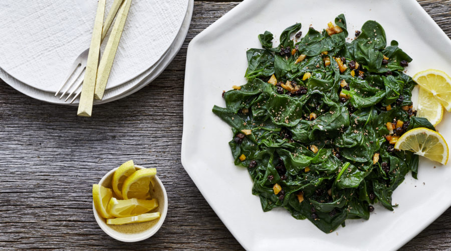 Spinach with Lemon and Currants