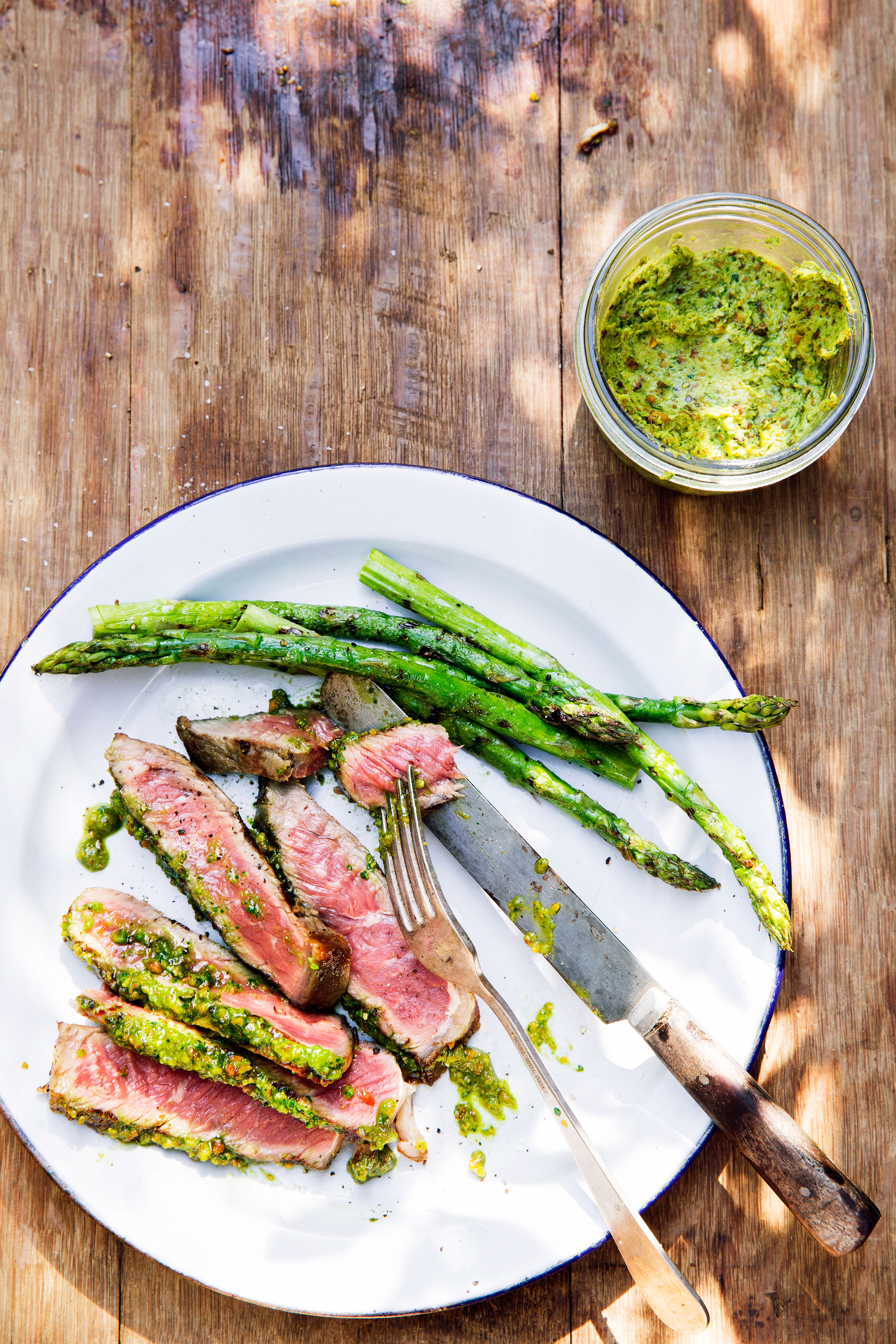 rib-eye-steaks-with-pistachio-butter-and-asparagus