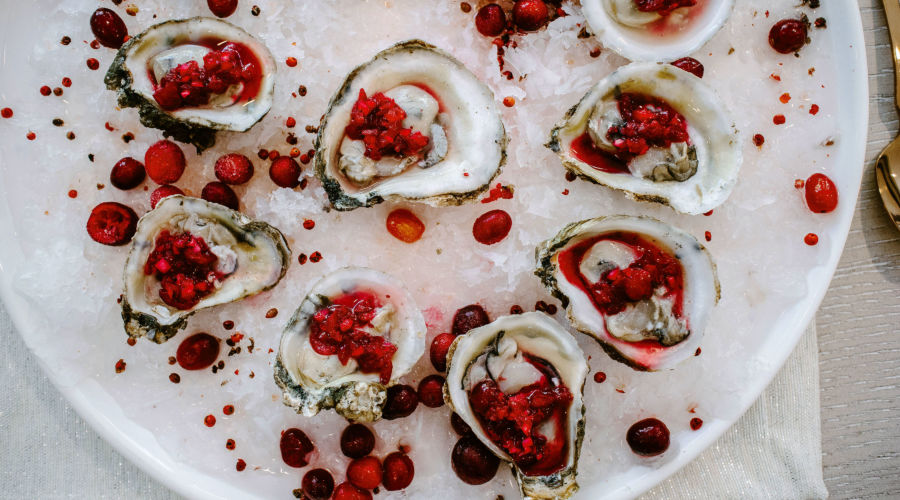 Fresh Oysters with Pickled Cranberry Mignonette