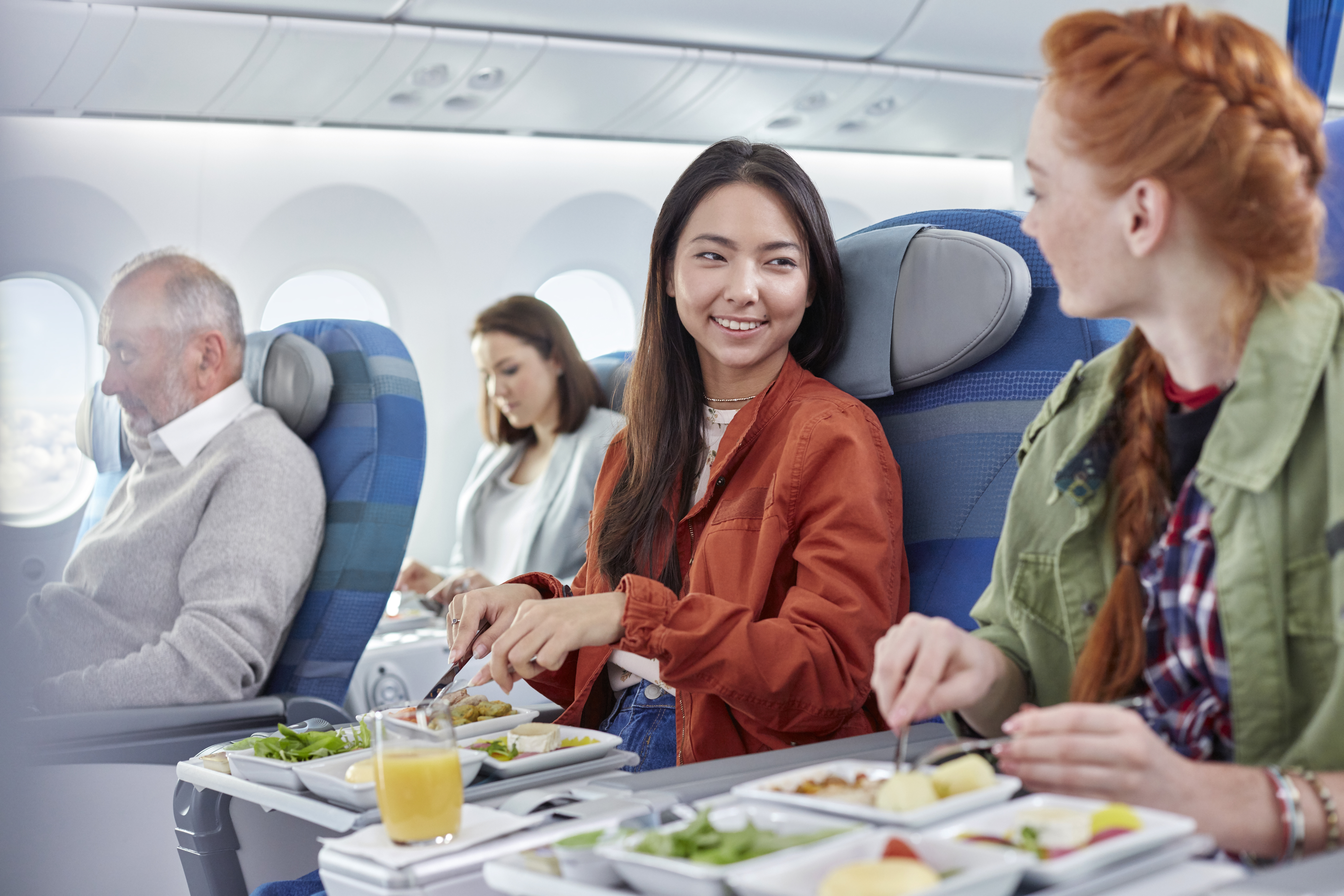 Airplane Passengers Eating