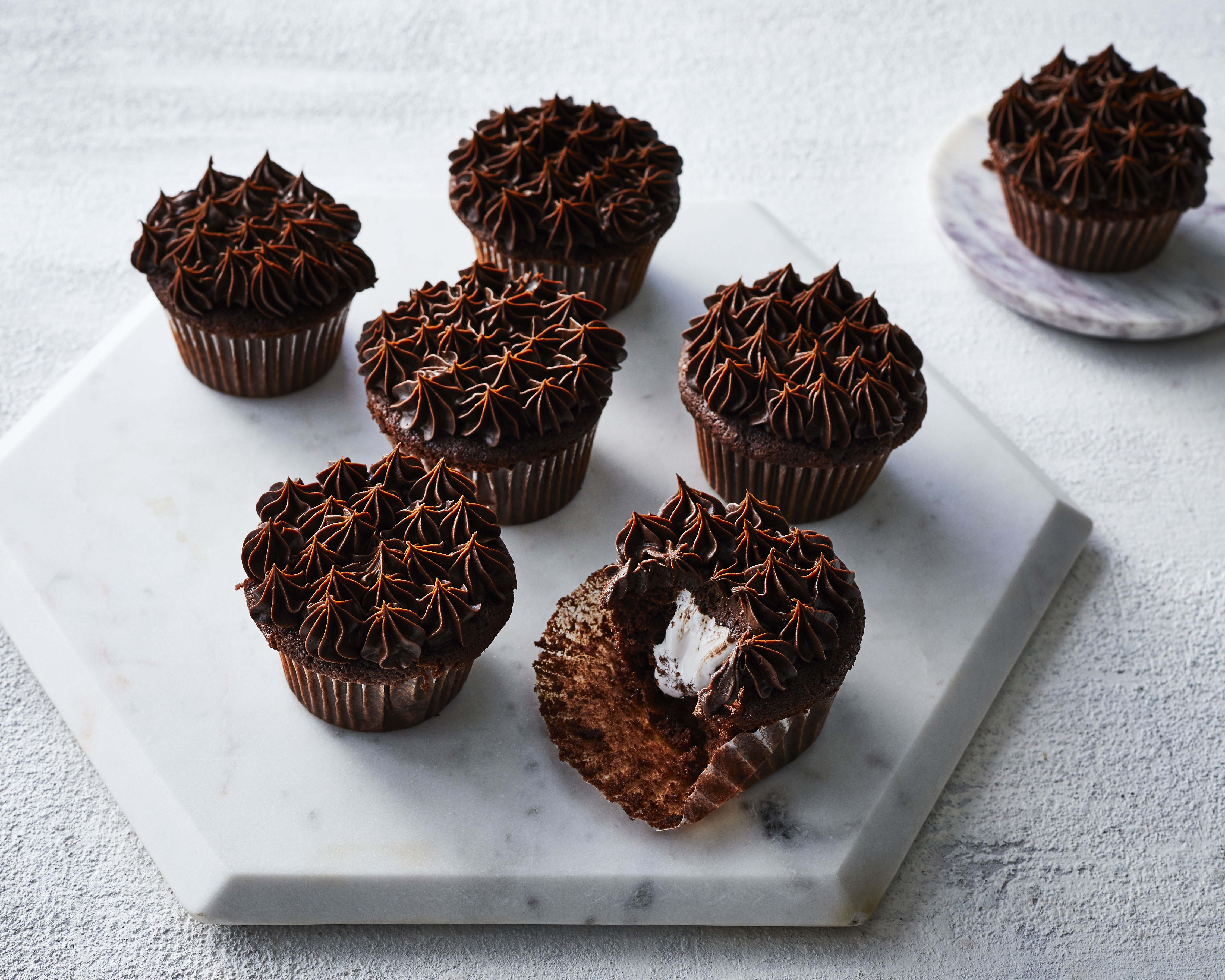 Devil’s Food Cupcakes with Marshmallow Filling