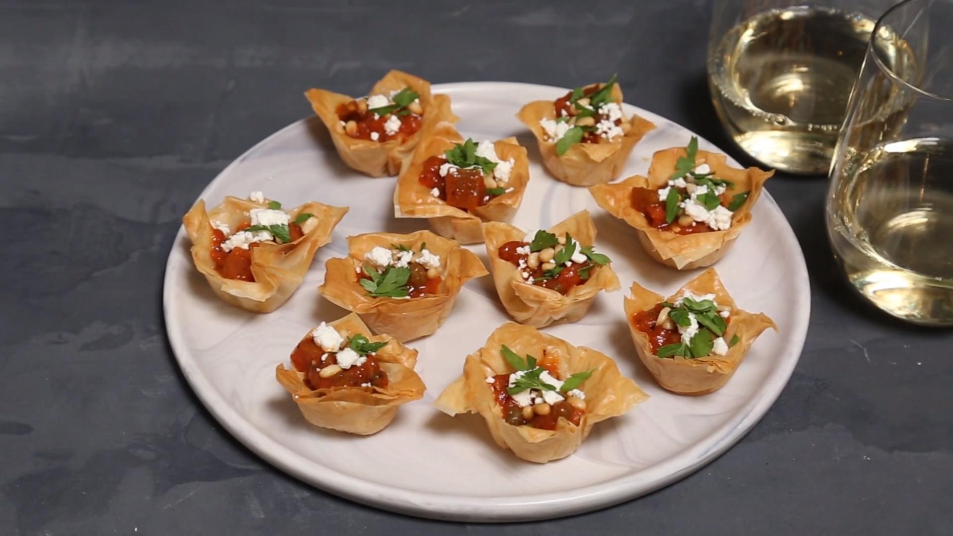 How to Make Caponata and Feta Mini Filo Cups