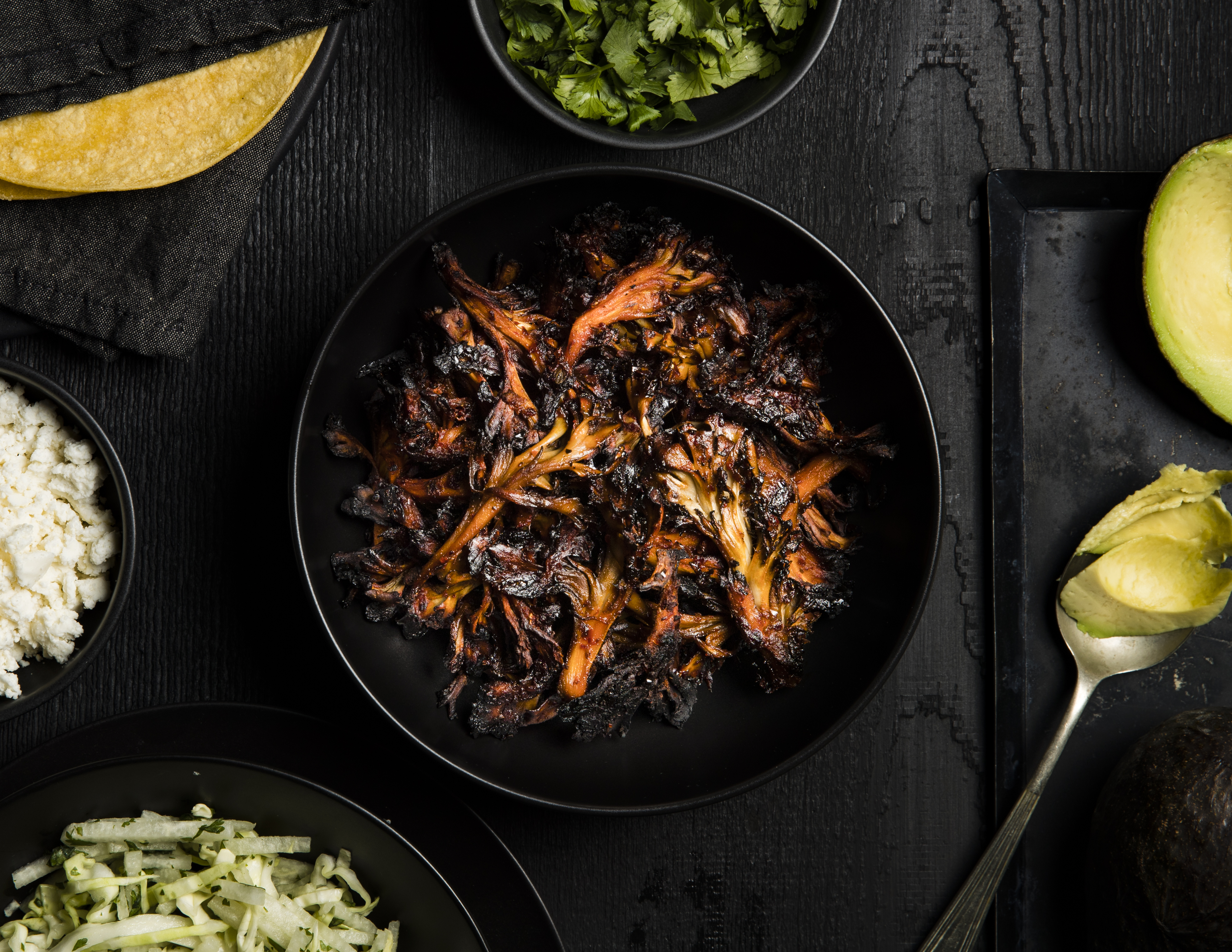 Blackened Guajillo Chile Mushroom Tacos