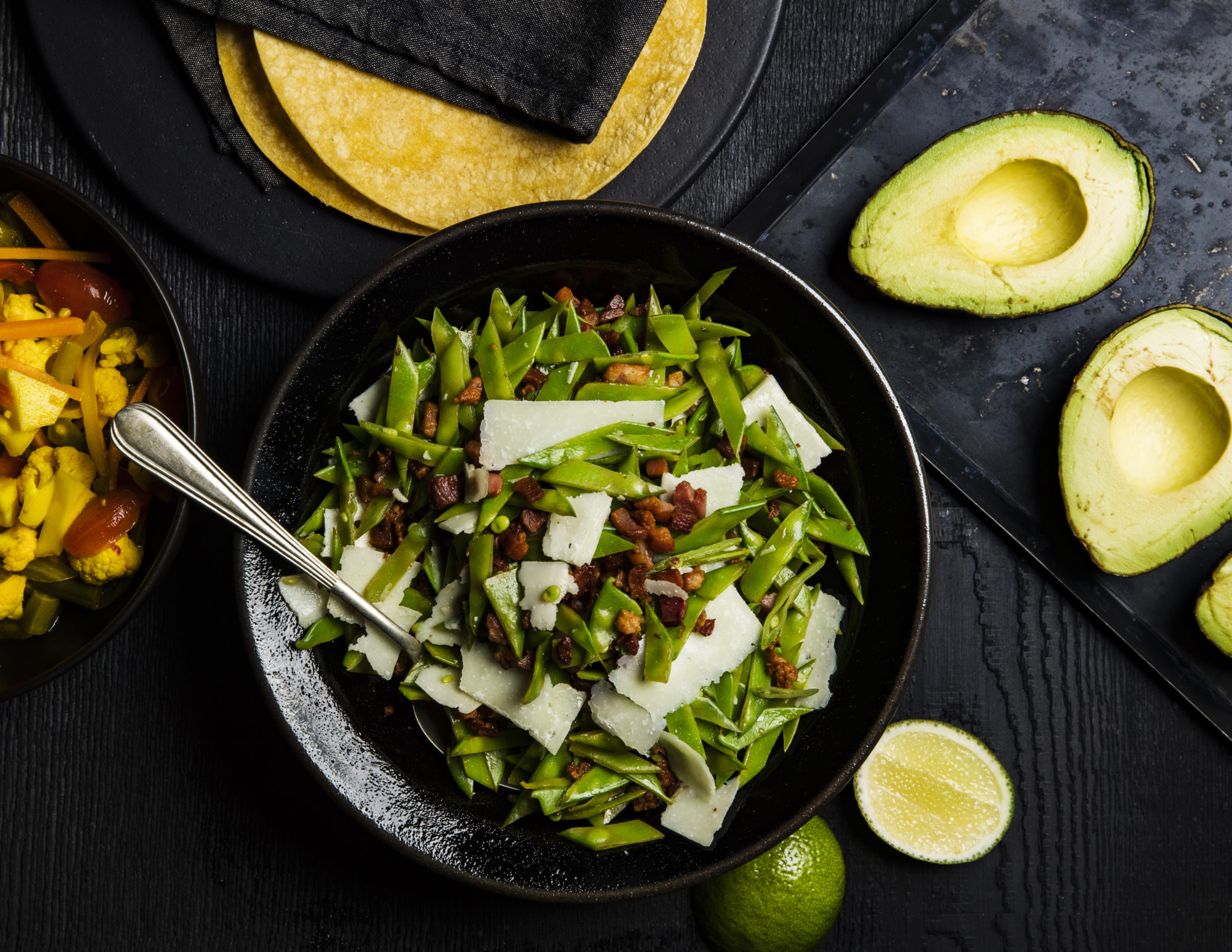 Snow Peas, Pancetta, and Pecorino Tacos Recipe Sunset Magazine
