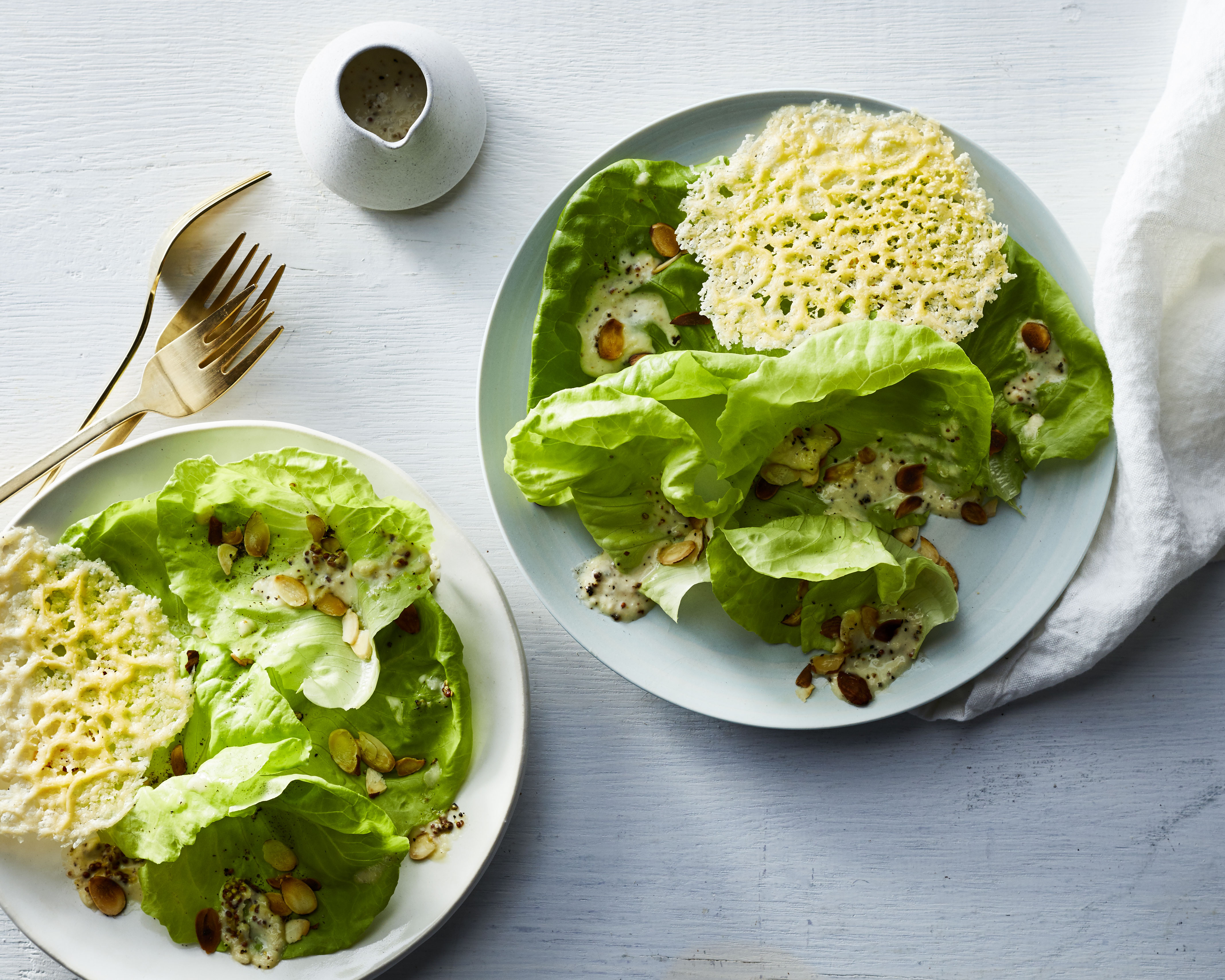 Butter Lettuce Salad with Parmesan Tuile and Almonds
