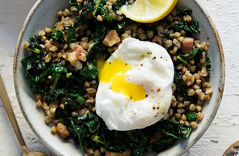 Kasha with Kale and Pancetta